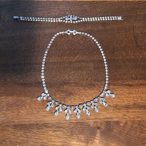 Sparkly Rhinestone Collar Necklace and Bracelet